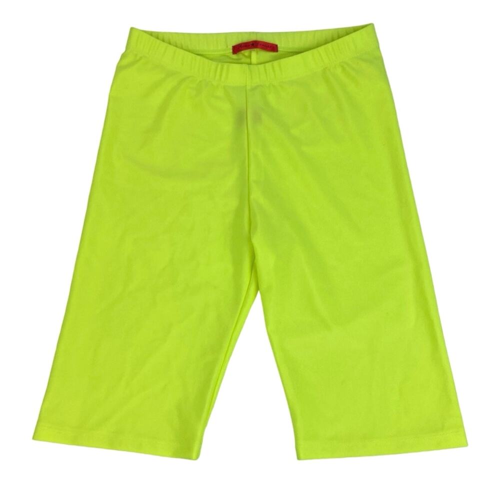 Roma Concept Neon Green Elastic Waist Activewear Yoga Athletic Biker Shorts S
